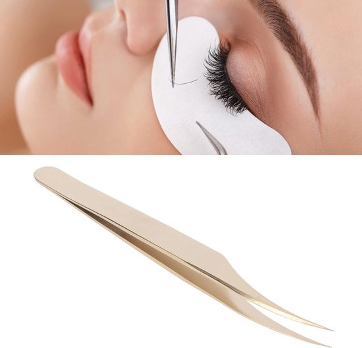 Wimperpincet Gebogen - Precisie Tool - Wimperverlenging - Roestvrij Staal - 13cm Pakket