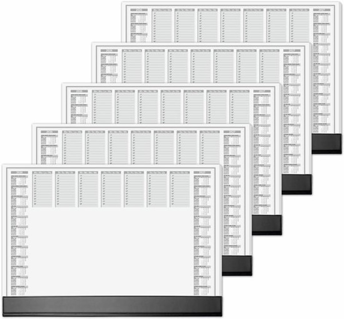 Papieren Bureau Onderlegger - Schrijfmat Notitieblok - Bureau Organisatie - Tweejarig Overzicht - A2 59.5x41 cm - Zwart Wit