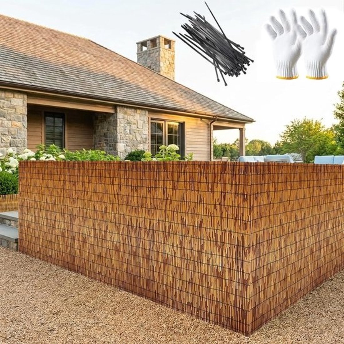 Rietenscherm Rol - Natuurlijke Barrière - Terras Afscheiding - Eenvoudige Installatie - 90x150cm - Naturel
