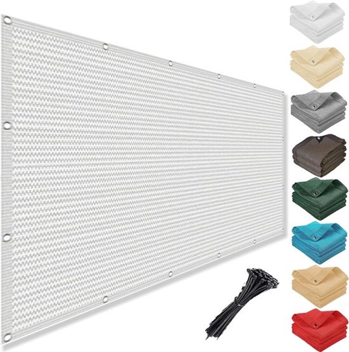 Balkonscherm - Privacy Scherm - Inkijk Beschermen - 95% Ademend UV Blokkerend - 90 x 300 cm - Wit