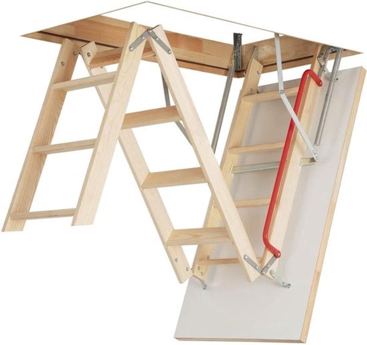 Zolderluik Trap - Vouwladder - Toegang Zolder - Geïsoleerde Klep - 70x120cm 280cm - Wit