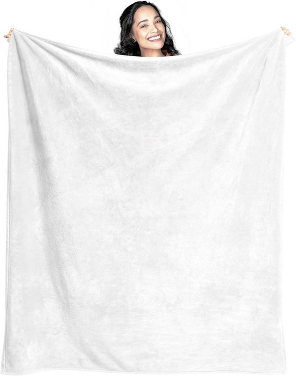 Verjaardagscadeau deken - Moeder cadeau deken - Warmte en comfort - Uniek bloemenontwerp - 152 x 127 cm - Wit