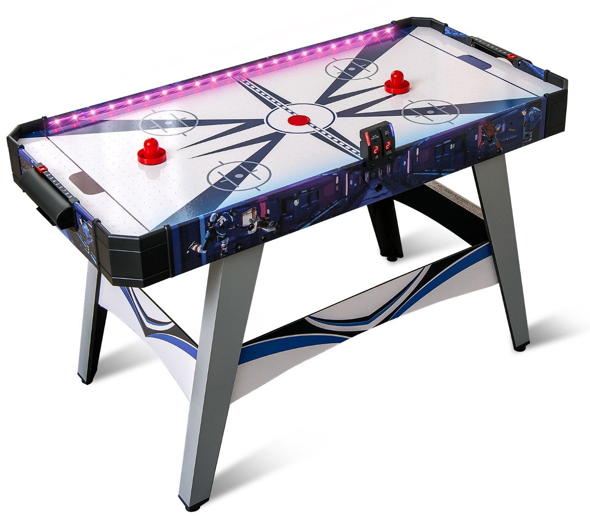 SureDeal® - Speelkamer - Airhockey tafel Aangedreven - Schuivers - Pucks Verstelbare Voetkussens - 137x65x86 cm - Wit