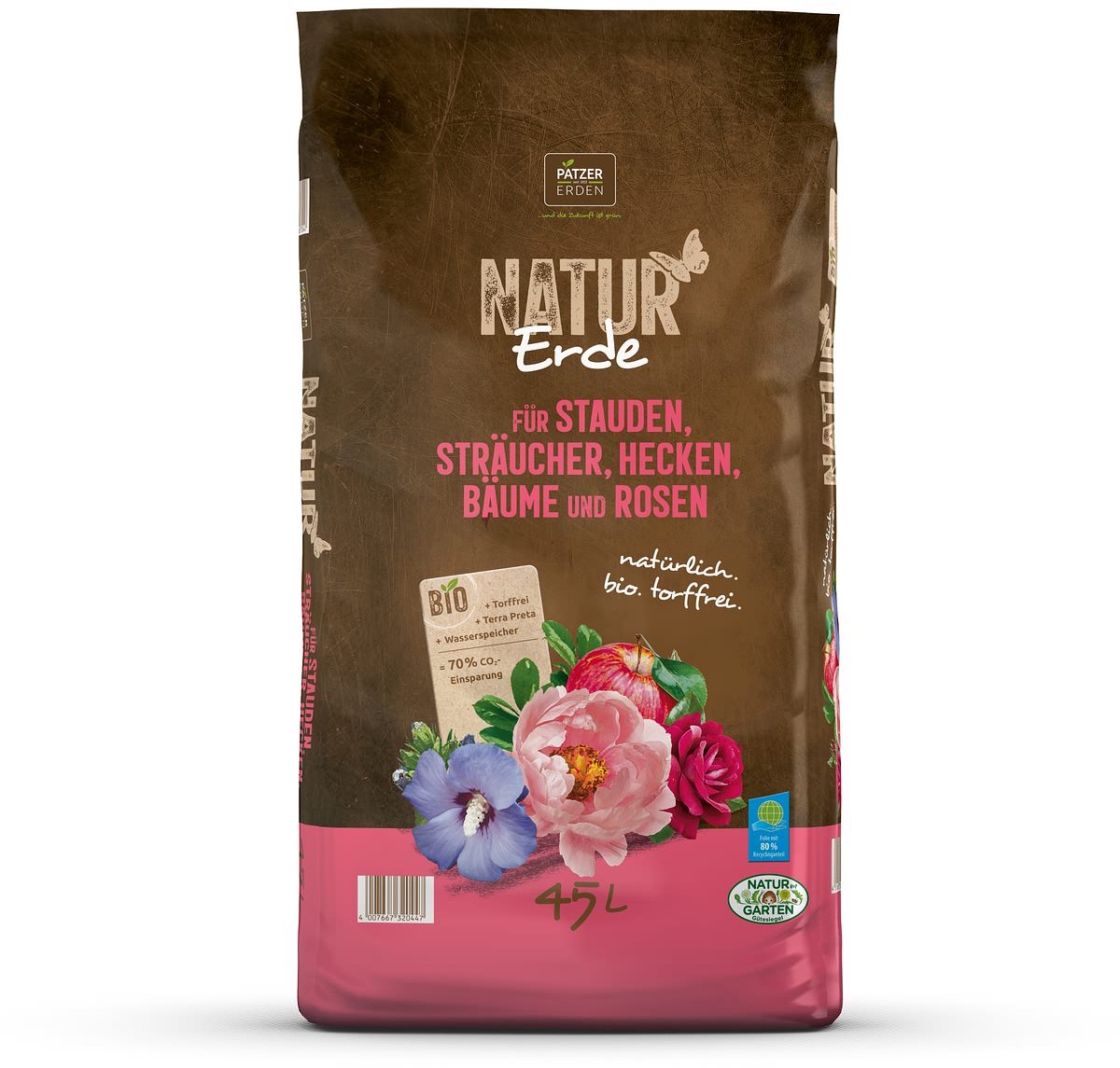 PATZER NATUR Bioaarde Planten Struiken Bomen & Rozen Turfvrij 45 liter