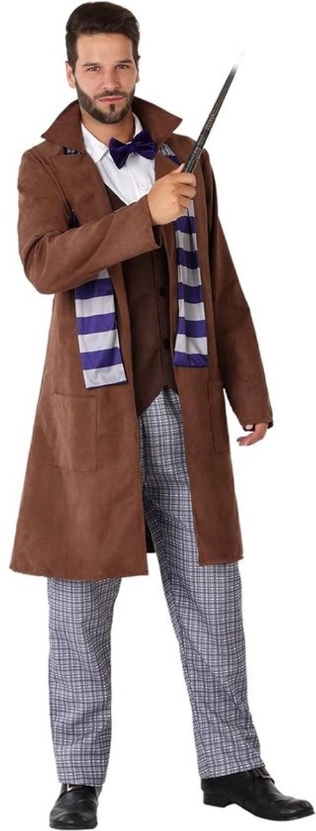 Tijdloos Jaren 20 Tovenaars Kostuum voor Volwassenen M Bruin Trenchcoat