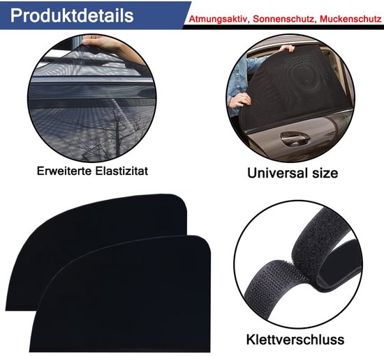 Universeel Auto Zonnescherm - Met Gecertificeerde UV-bescherming - Hoogelastisch IJzijde-materiaal - Voor Baby & Kinderen - 2 Stuks — afbeelding 5