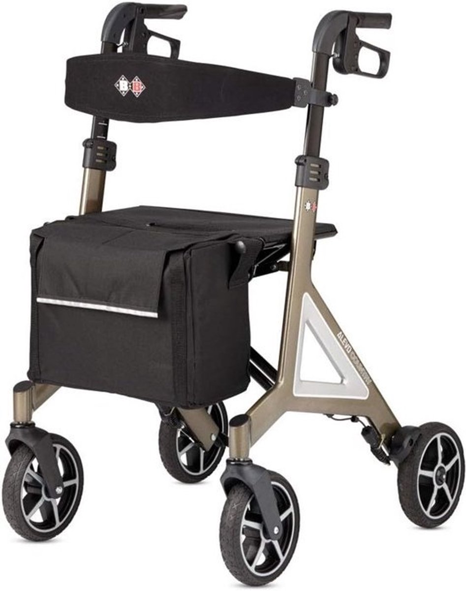 Opvouwbare Terrein Rollator met Profielbanden en Afneembare Tas