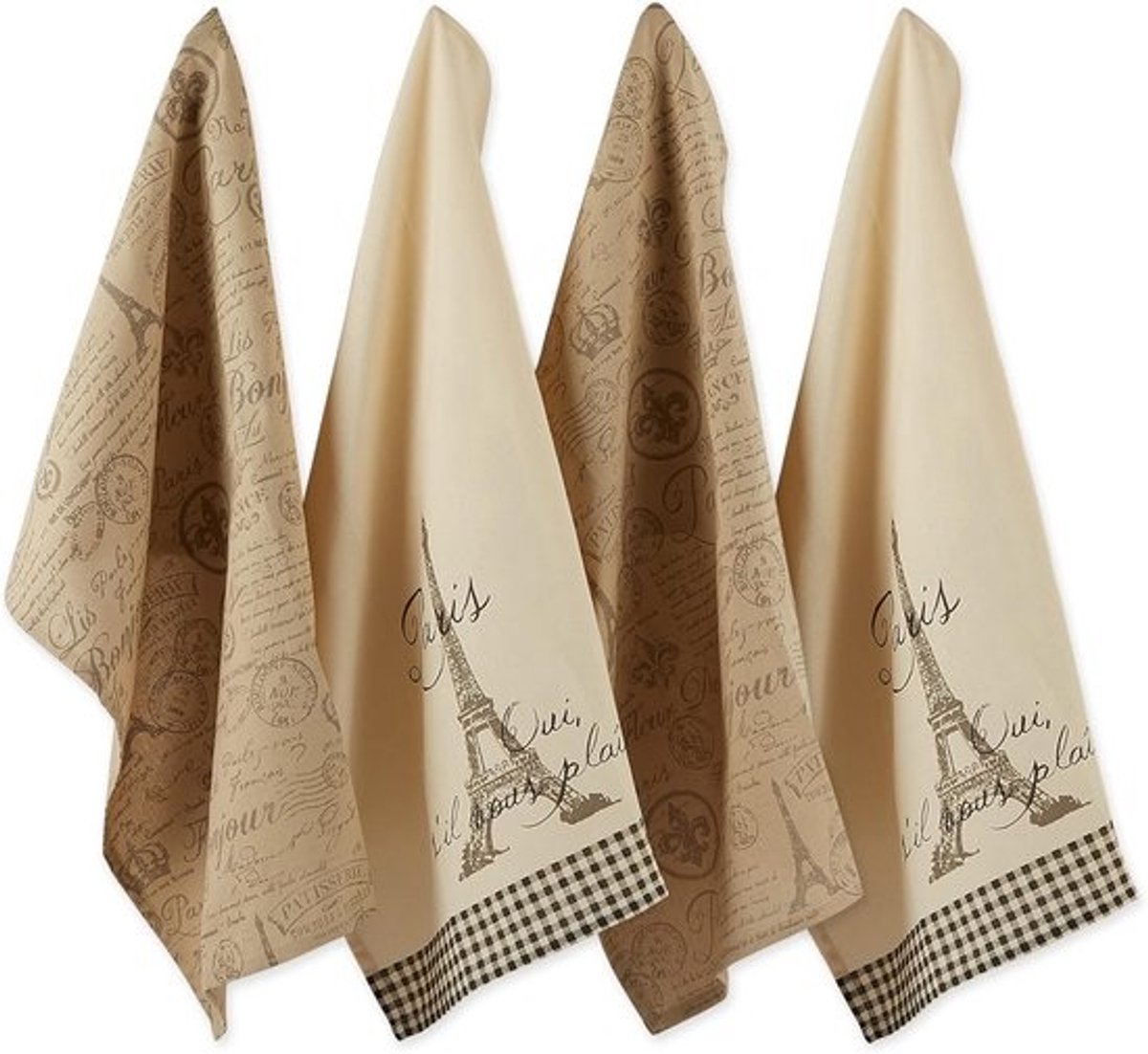 Set van 4 Vaatdoeken in Franse Stijl - Keuken Textiel Absorberend Katoen met Eiffel Toren Print