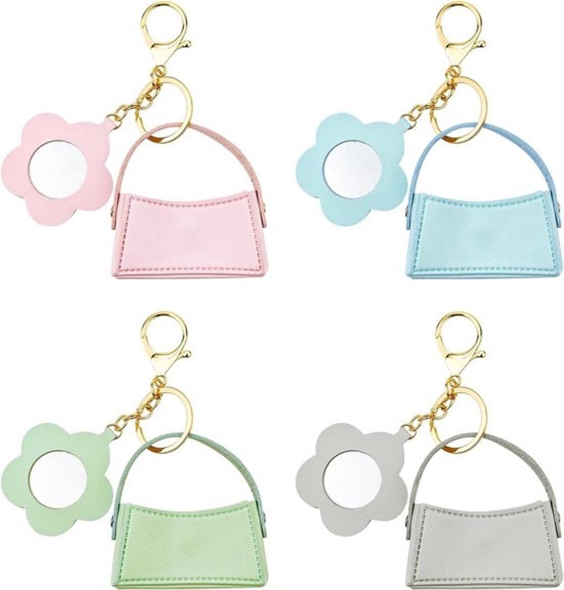 Set van 4 Mini Make-up Tassen met Spiegel - Compacte Poederdoos & Cosmetica Etui