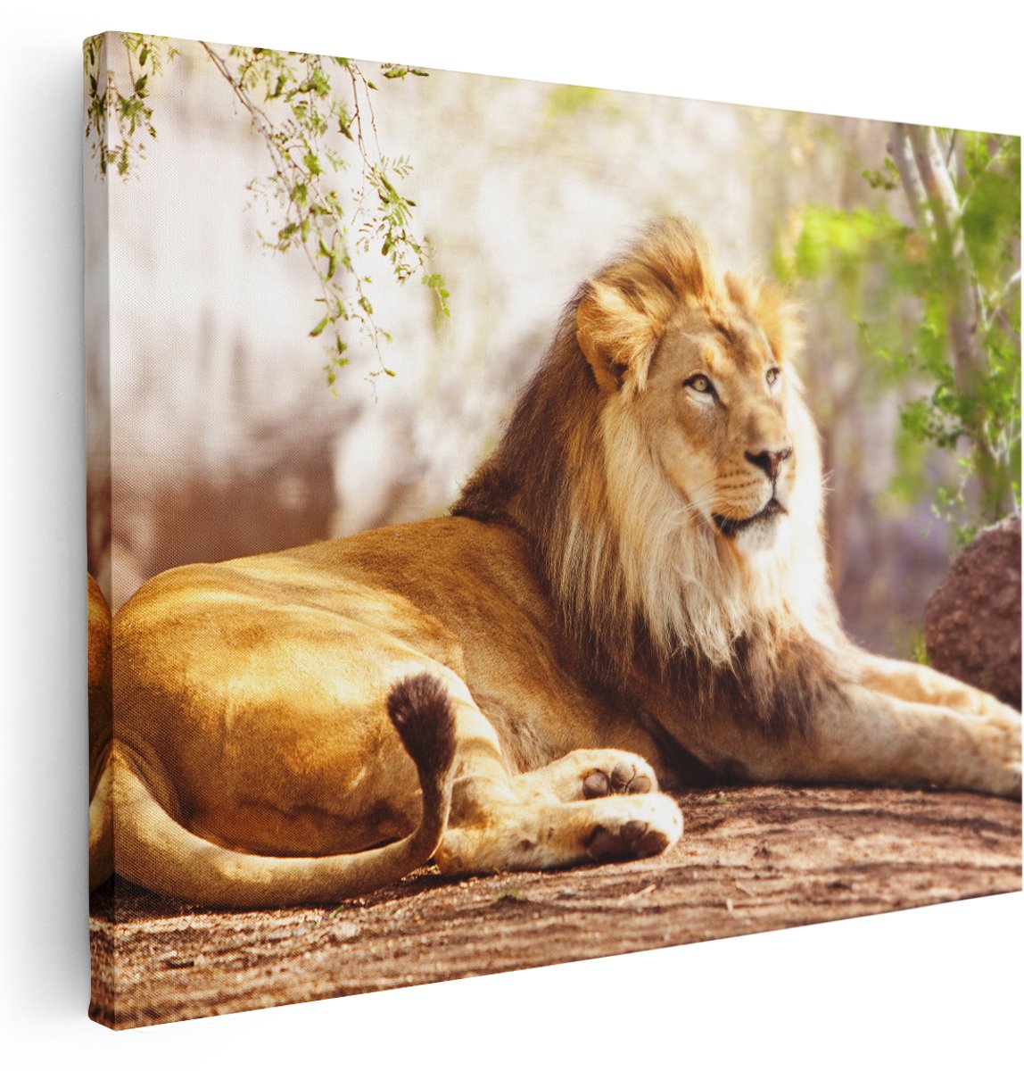Artaza Canvas Schilderij Leeuw - 160x120 cm - Groot - Wanddecoratie Woonkamer - Schilderijen - Muurdecoratie