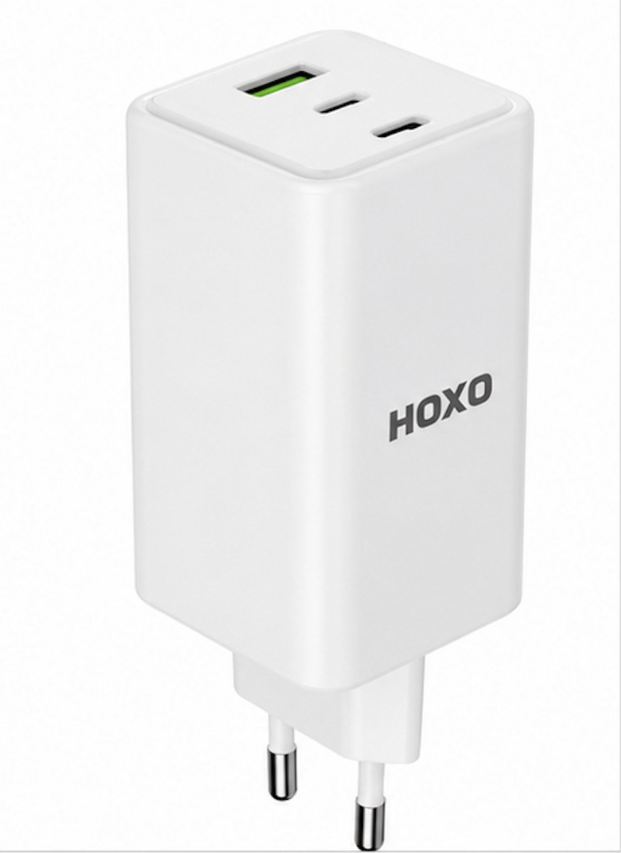 HOXO 100W USB-C Snellader – 3 Poorten – 2x USB-C & USB-A – Power Delivery PD – Oplader voor Laptop, Tablet & Smartphone – Wit