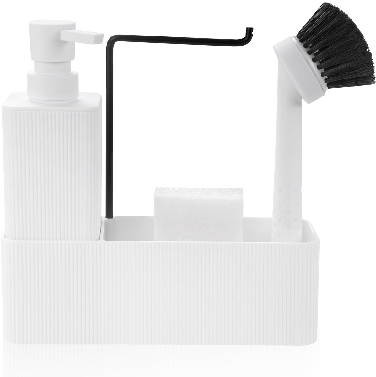 Afwasmiddeldispenser - Met zeepdispenser, afwasborstel, spons en doekhouder - Voor de keuken