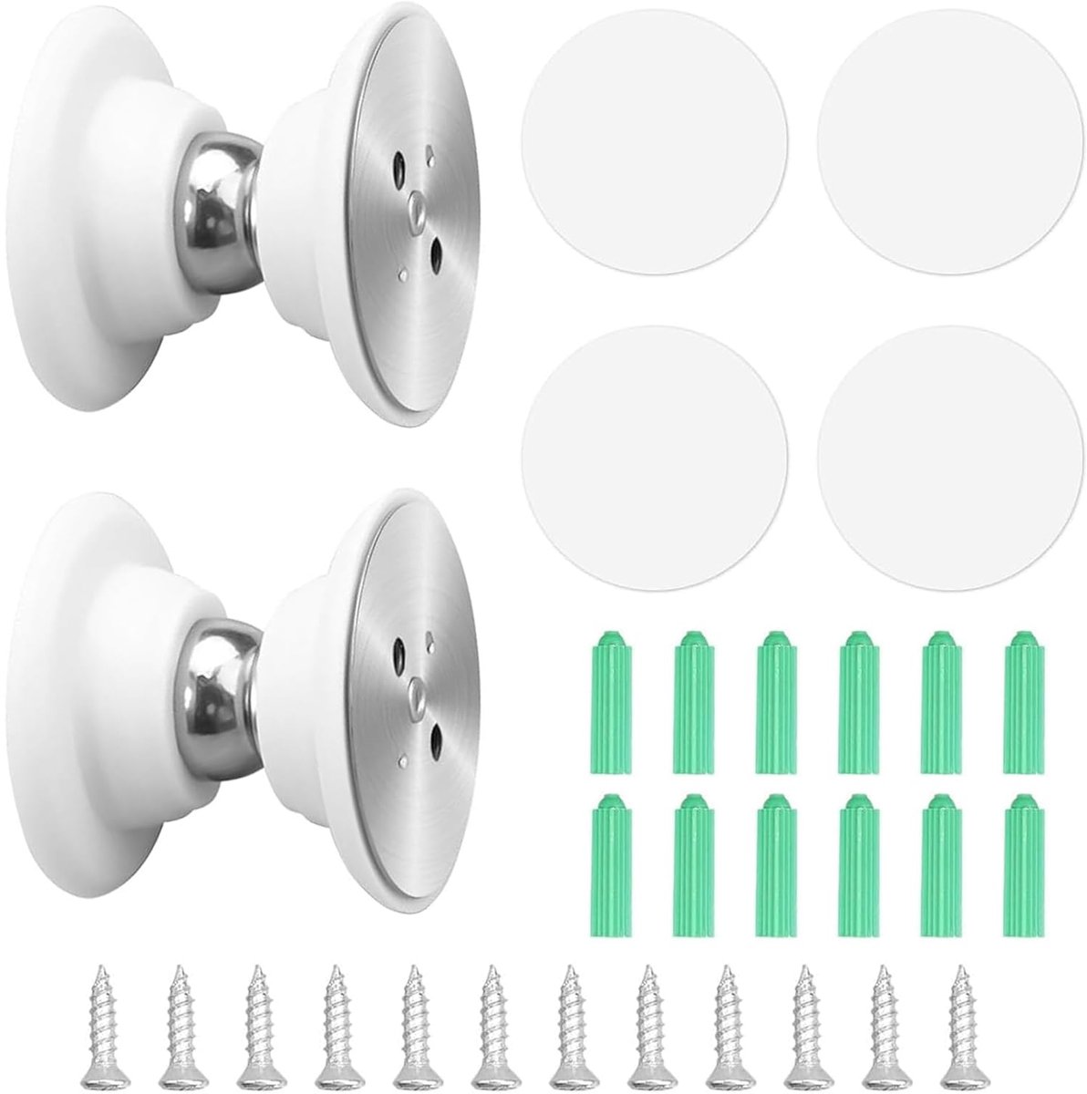 Magnetische Deurhouder - Zelfklevend met Lijm en Schroeven - Voor Caravan, Camper, Binnendeur en Boot - Wit, 2 Stuks