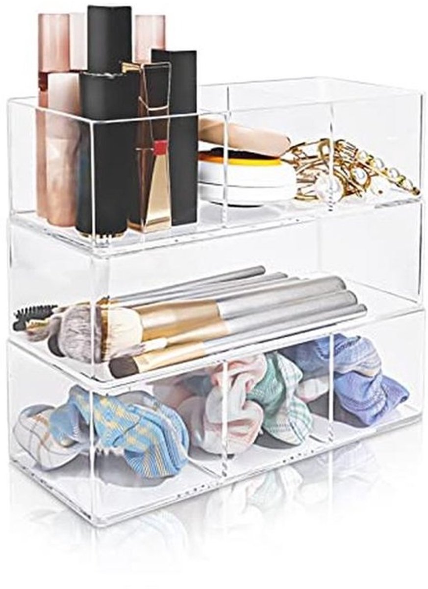 Cosmetische Organizerset met Schuifladen en 7 Vakken - Stijlvolle Make-up en Accessoire Opbergdozen