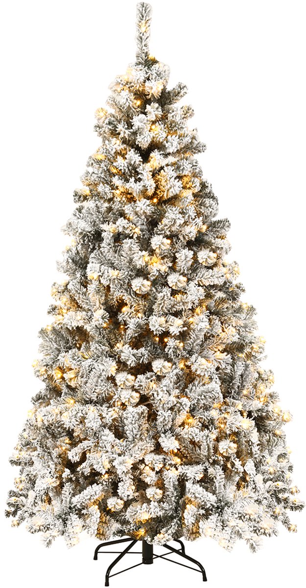 SureDeal® - Kerstbom - Kerstboom - Sneeuw Premium PVC - LED verlichting Kunstkerstboom - Metalen Standaard - Toon in het beeld