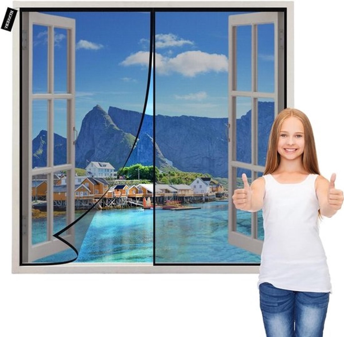 Magnetisch hor - Insectengaas deur - Insecten buiten houden - Zelfklevend en hands-free - 145x225cm - Zwart