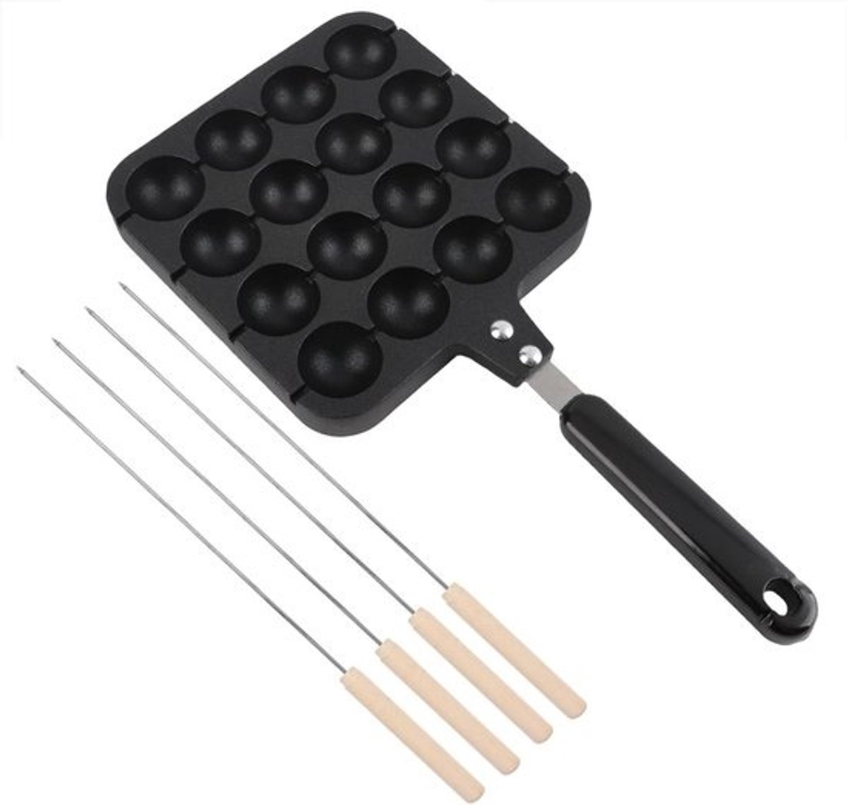 Takoyaki Grill Pan - Pannenkoekenplaat Bakvorm - Snacks Maken - 16 Gaten Non-stick - 33 x 17 x 3 cm
