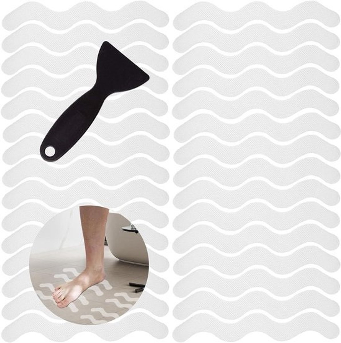 Antislip Douchestickers - Douchestrips Anti-slip - Veilig Douchen - Golfvormig Ontwerp - 24 Stuks - Transparant