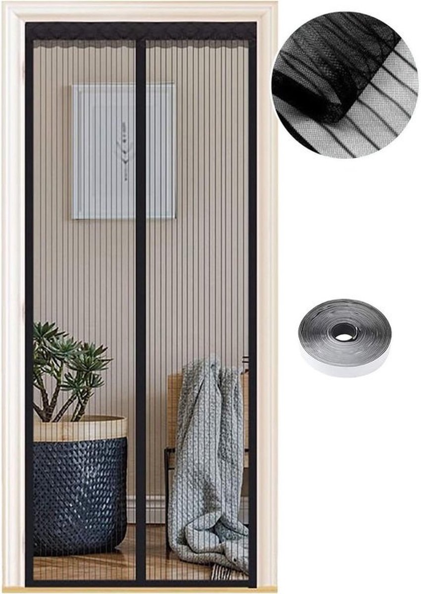 Magnetisch Vliegengaas - Muggennet Hordeur - Insecten Buiten Houden - Automatisch Sluitend - 70x220 cm - Zwart