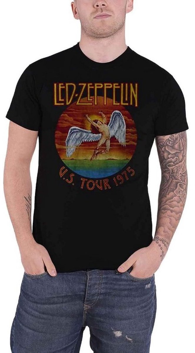 Iconisch Band T-shirt Heren - USA Tour '75 - Zwart - Maat XX-Large