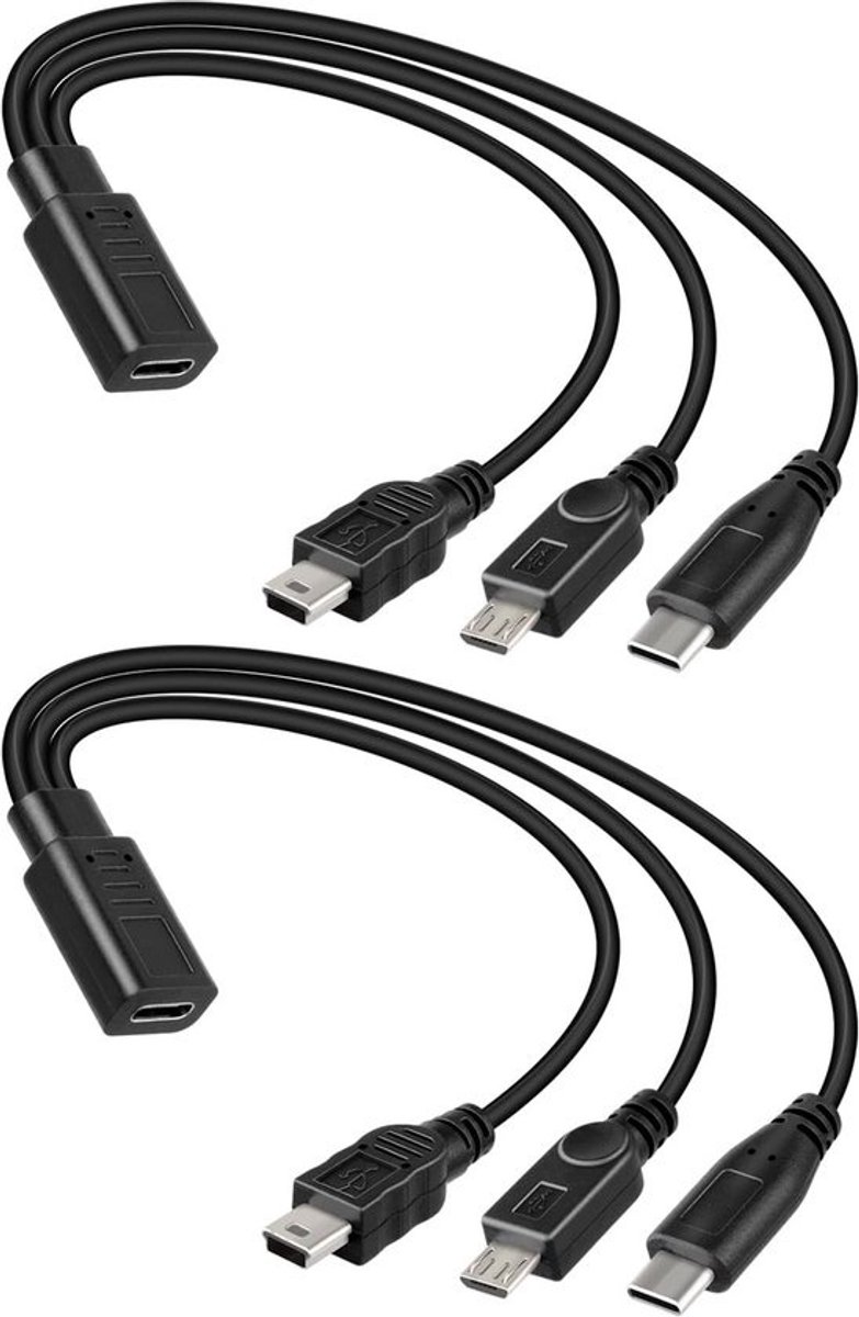 3-in-1 Type-C Splitter Kabel (30 cm) - Laadt Meerdere USB-C Apparaten Tegelijk Op