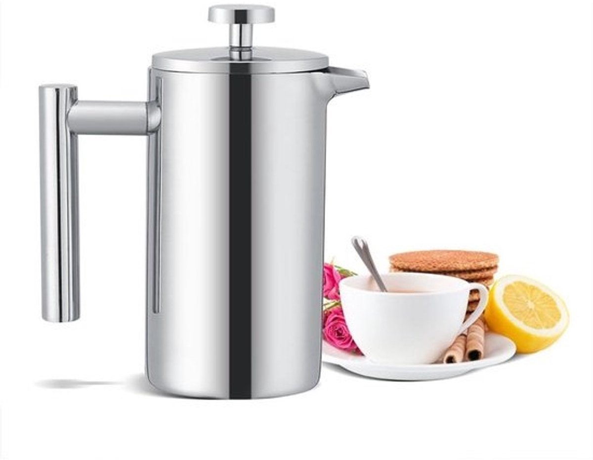 RVS French Press Koffiezetapparaat en Theefilter met Dubbele Wand - 350 ml