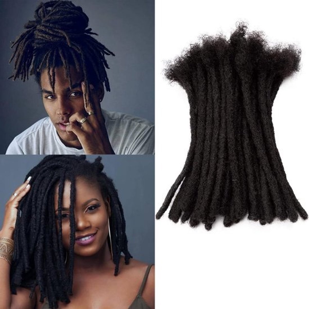Kroes Dreadlock Extensions 30 Stuks 100% Echt Menselijk Haar 30cm Lengte