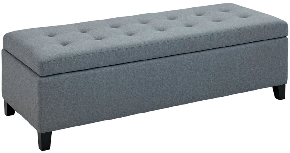 Bankje - Met Opbergruimte - Poef - Halbank - Knoopsteek - 125,1 x 48,9 x 41,3 cm - Grijs