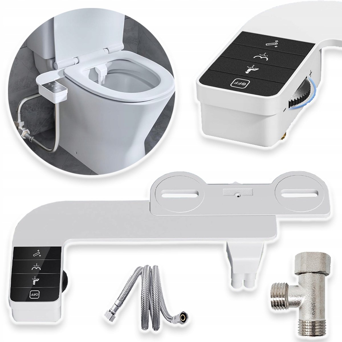 Niet-Elektrische Bidet Met 2 Intrekbare Sproeiers - Verstelbare Druk Zelfreinigend ABS Universele Pasvorm - Voor Toilethygiëne Kinderen En Volwassenen - Wit