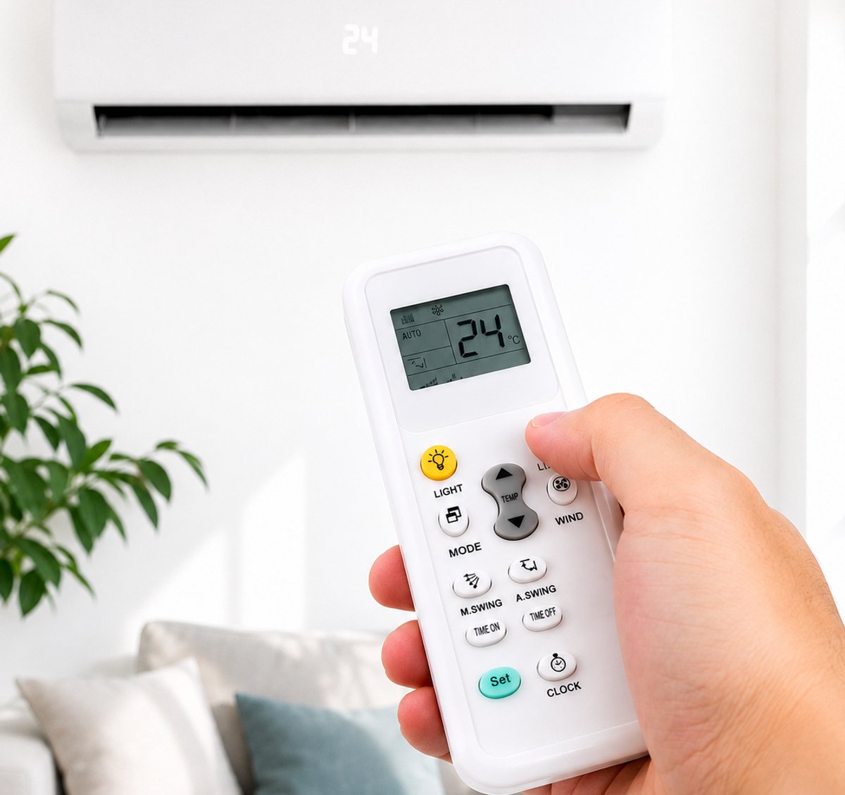 Universele Airco Afstandsbediening 1000-in-1 – Programmeerbare Airconditioning Remote – LCD Display – Timer & Klok – Wit
