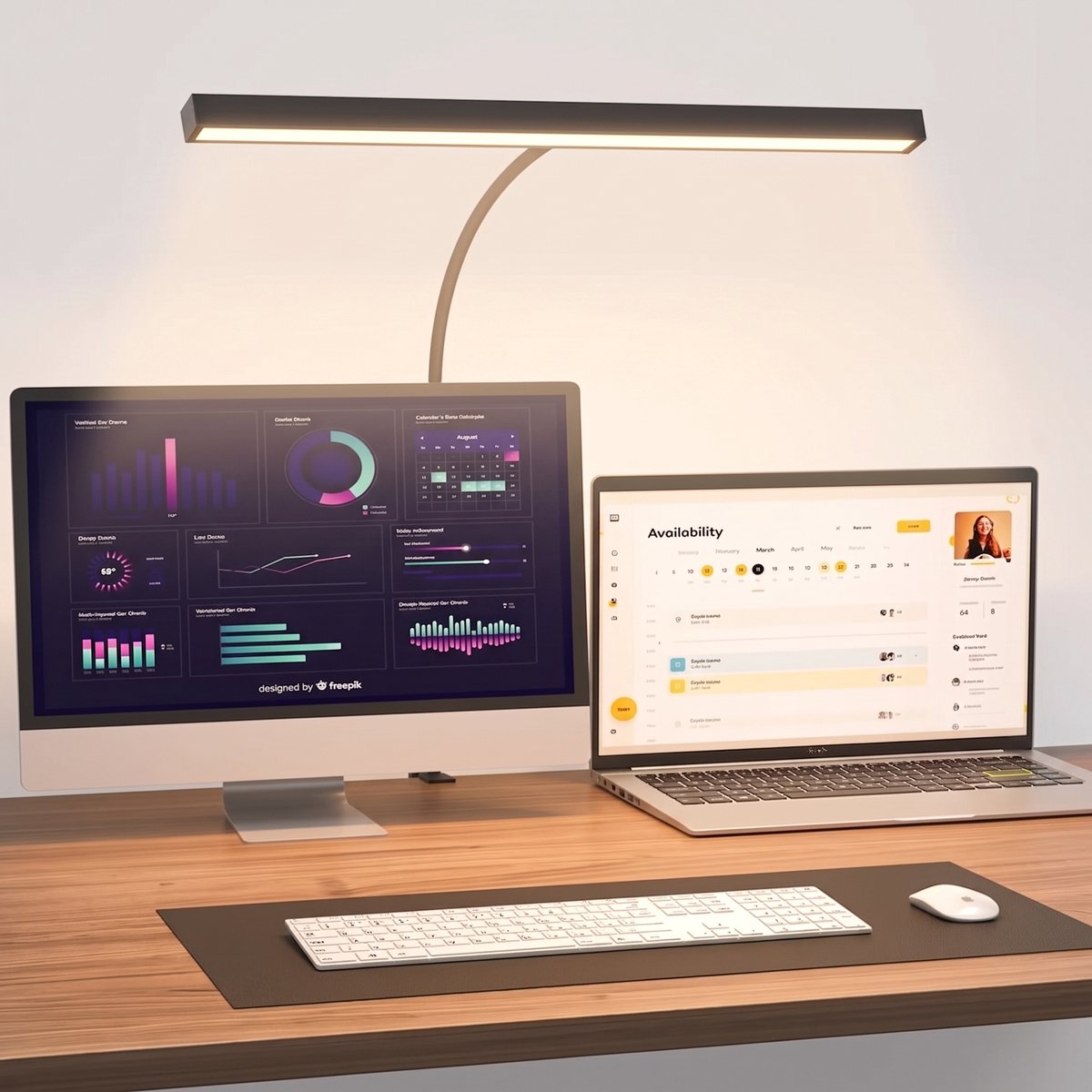 Rosnek LED Bureaulamp met Klem - Monitorlamp 70 cm Zwart - Dimbaar en Flexibel - USB Leeslamp voor Groot Bureau - Architectenlamp voor Tekenen - Hobbylamp met Zwanenhals voor Thuiswerk