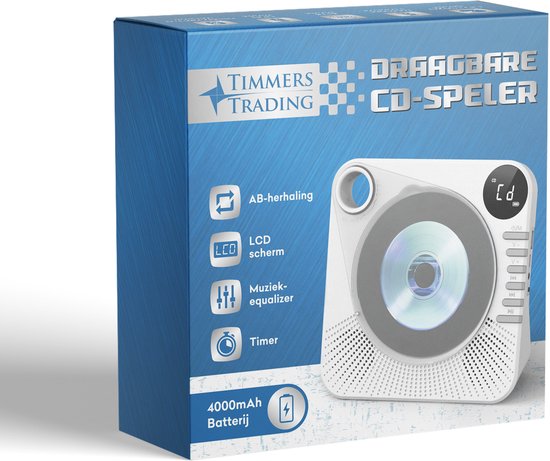 Retro CD Speler met Bluetooth - Draagbare CD Speler met HiFi Speakers - USB - AUX - Oplaadbaar - Vintage Muziekspeler Wit — afbeelding 5