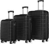 TRVLMORE Kofferset - 3 Delig - 38L Handbagage + 70L en 110L Ruimbagage - Lichtgewicht - Trolley - Reiskoffer Set - Zwart
