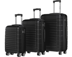 TRVLMORE Kofferset - 3 Delig - 38L Handbagage + 70L en 110L Ruimbagage - Lichtgewicht - Trolley - Reiskoffer Set - Zwart