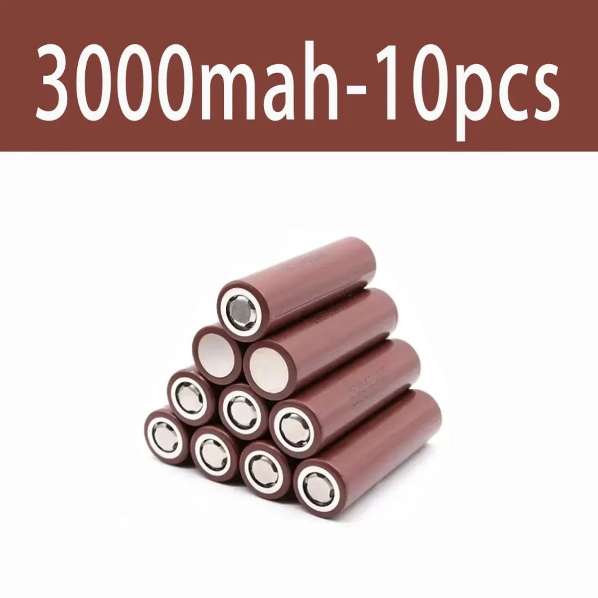 Cherrys Finds - 10 Stuks Oplaadbare batterij - Huishoudelijke Batterij - 3000mAh - 3,7V ontlading - Lithium-Ion (Li-Ion) - Batterijtype: HG2 - Bruin