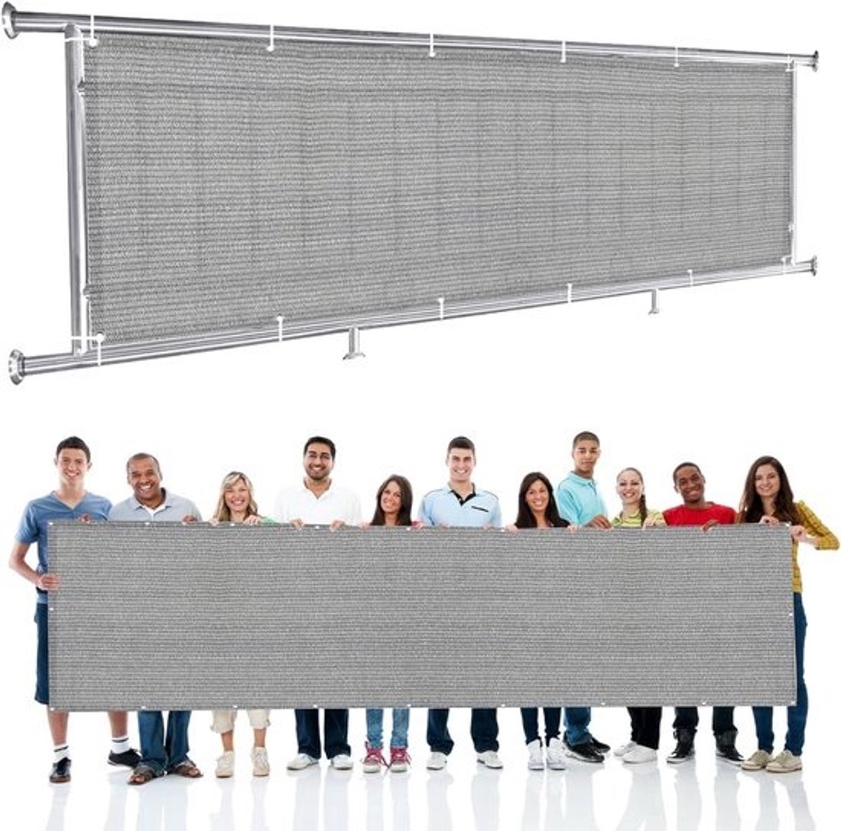 Balkon Inkijkbescherming - Privacy Scherm Tuin - Buiten Leven - UV-Bestendig Ademend - 115 x 200 cm - Grijs