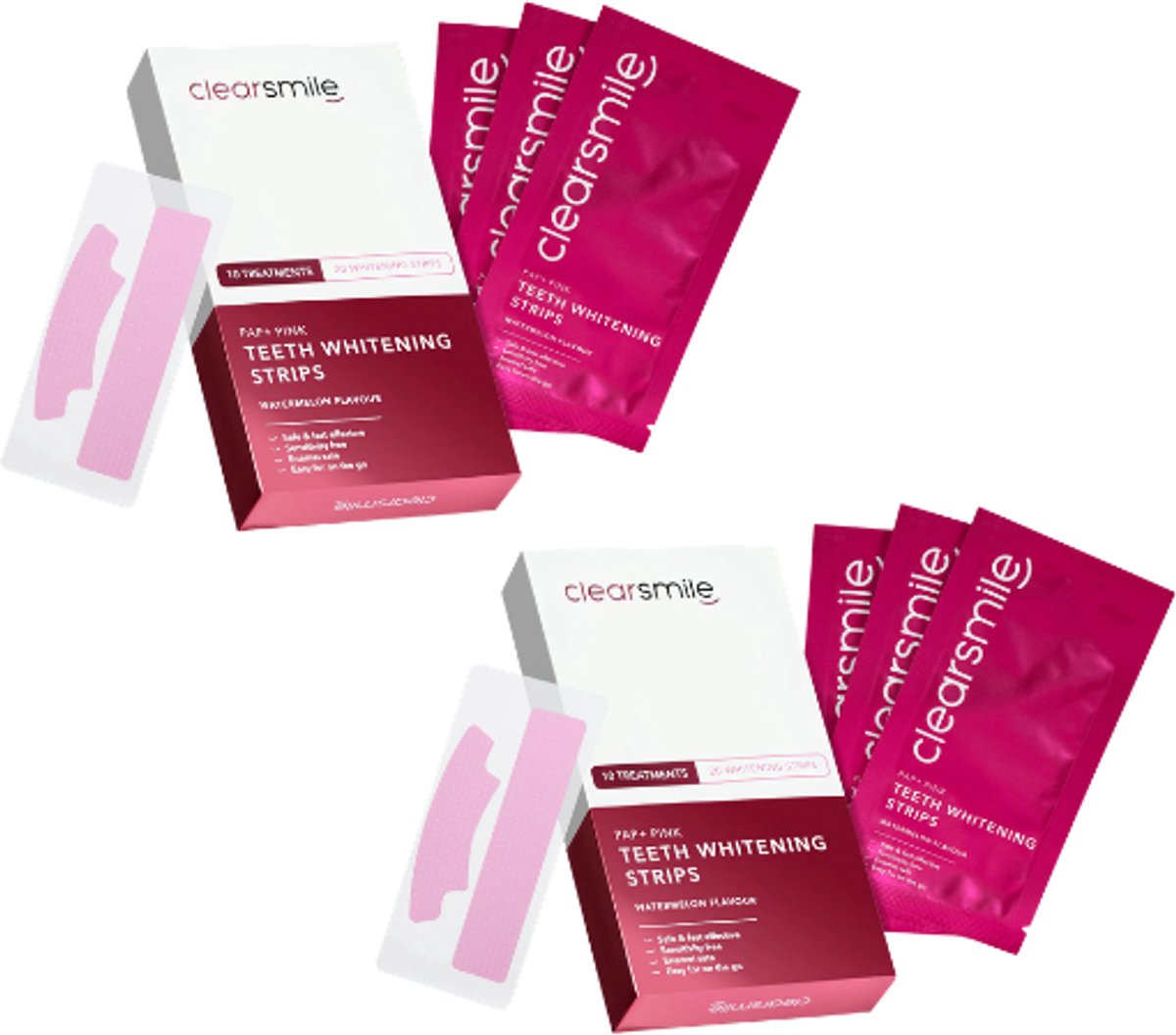 2x Clearsmile PAP+ Pink Whitening Strips - 10 Treatments - Watermelon