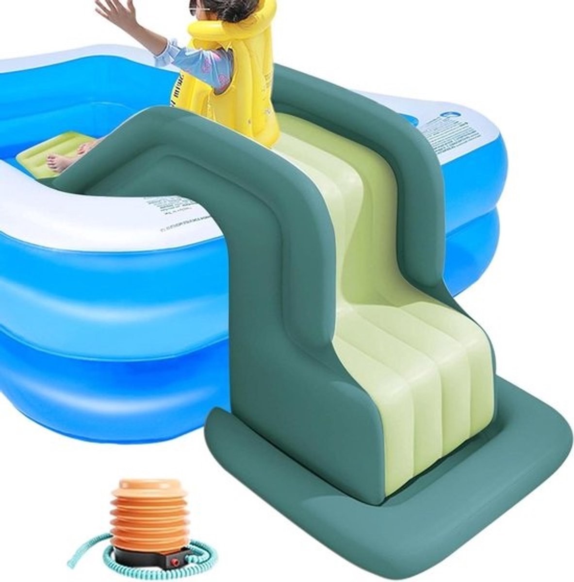 Opblaasbare waterglijbaan - Zomer glijbaan - Zwemmen en spelen - Verdikte stabiele basis - 200 x 80 cm - Groen