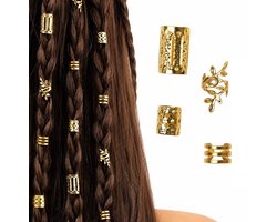 Haarbedels voor Vlechten – 40 Stuks – Goudkleurige Braid Cuffs & Hair Rings – Verschillende Designs – Haar Sieraden voor Braids, Dreadlocks & Locs