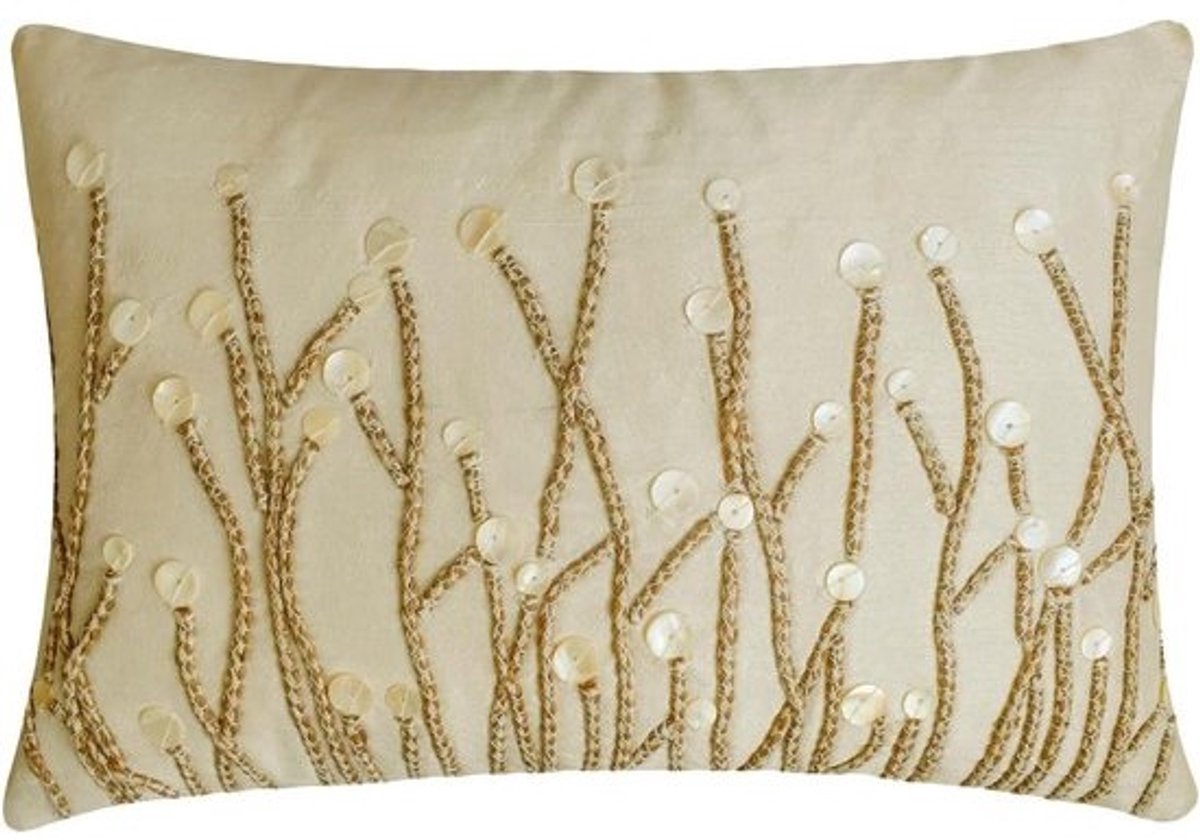 Kussenhoes - Lumbalehoes Kussensloop - Woonkamer Decoratie - 100% Handgemaakt - 30 x 65 cm - Ivoor
