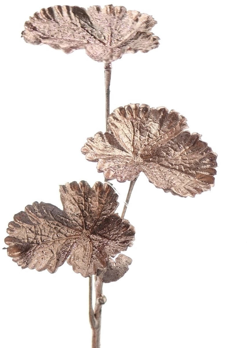 Gasper kersttak met 3 blaadjes roségoud metallic 29 cm