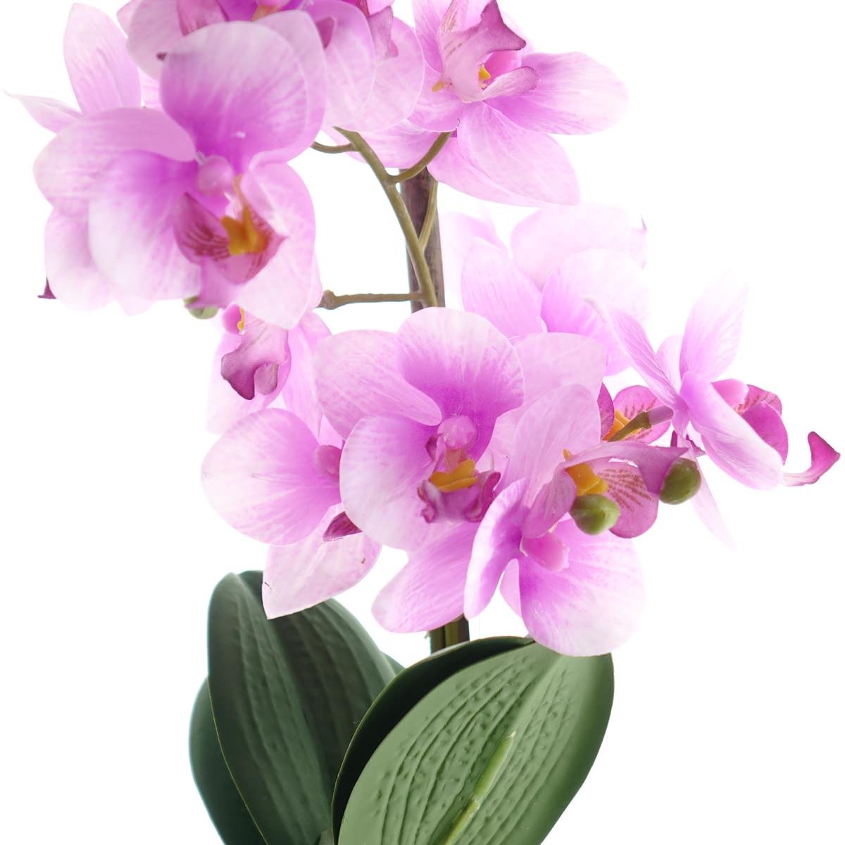 Gasper Orchidee Lila-Roze in Witte Steengoedpot 33 cm - Kunstplanten