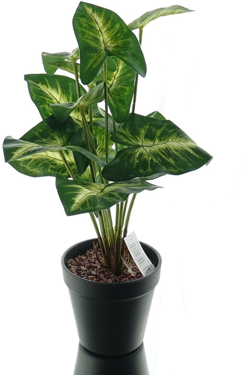 Gasper Dieffenbachia Picta Groen en Wit Kunststofpot - Kunstplant