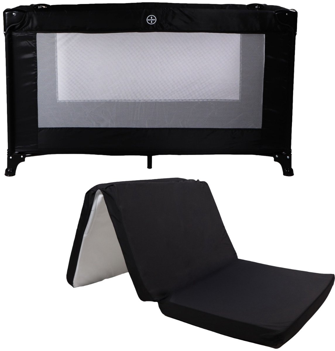 MamaLoes Soof Zwart Campingbed + Opvouwbaar Matras in Tas