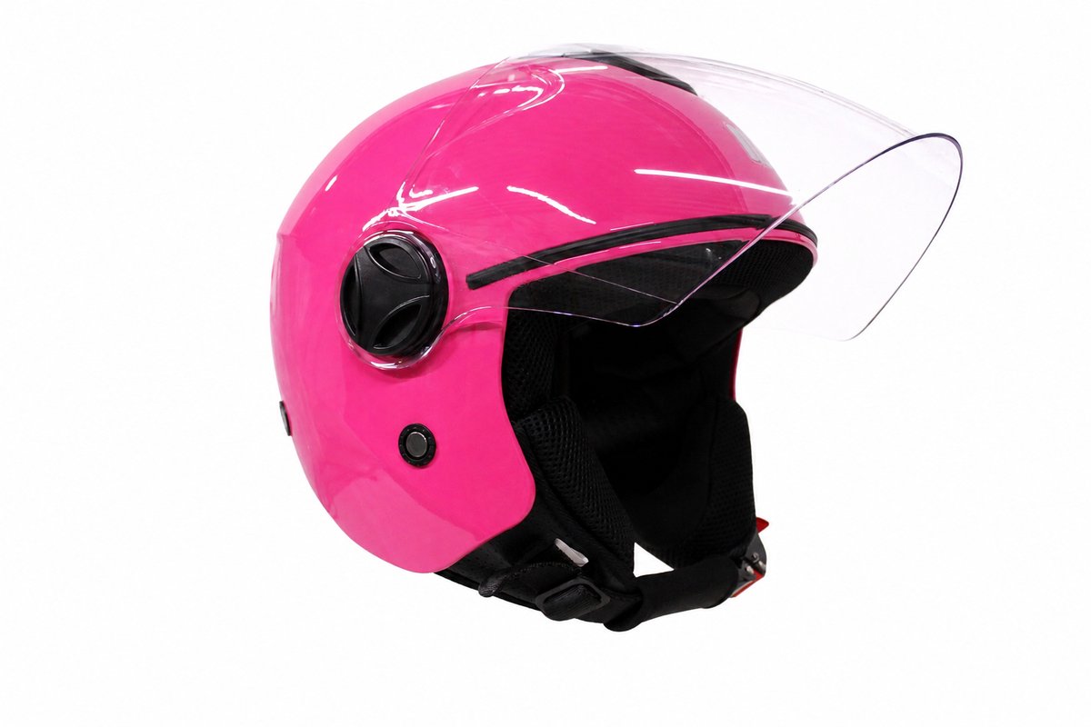 Motocubo brat Roze kinderhelm maat S (47-48 cm) - roze - scooterhelm/motorhelm/brommerhelm voor kind - met helder vizier