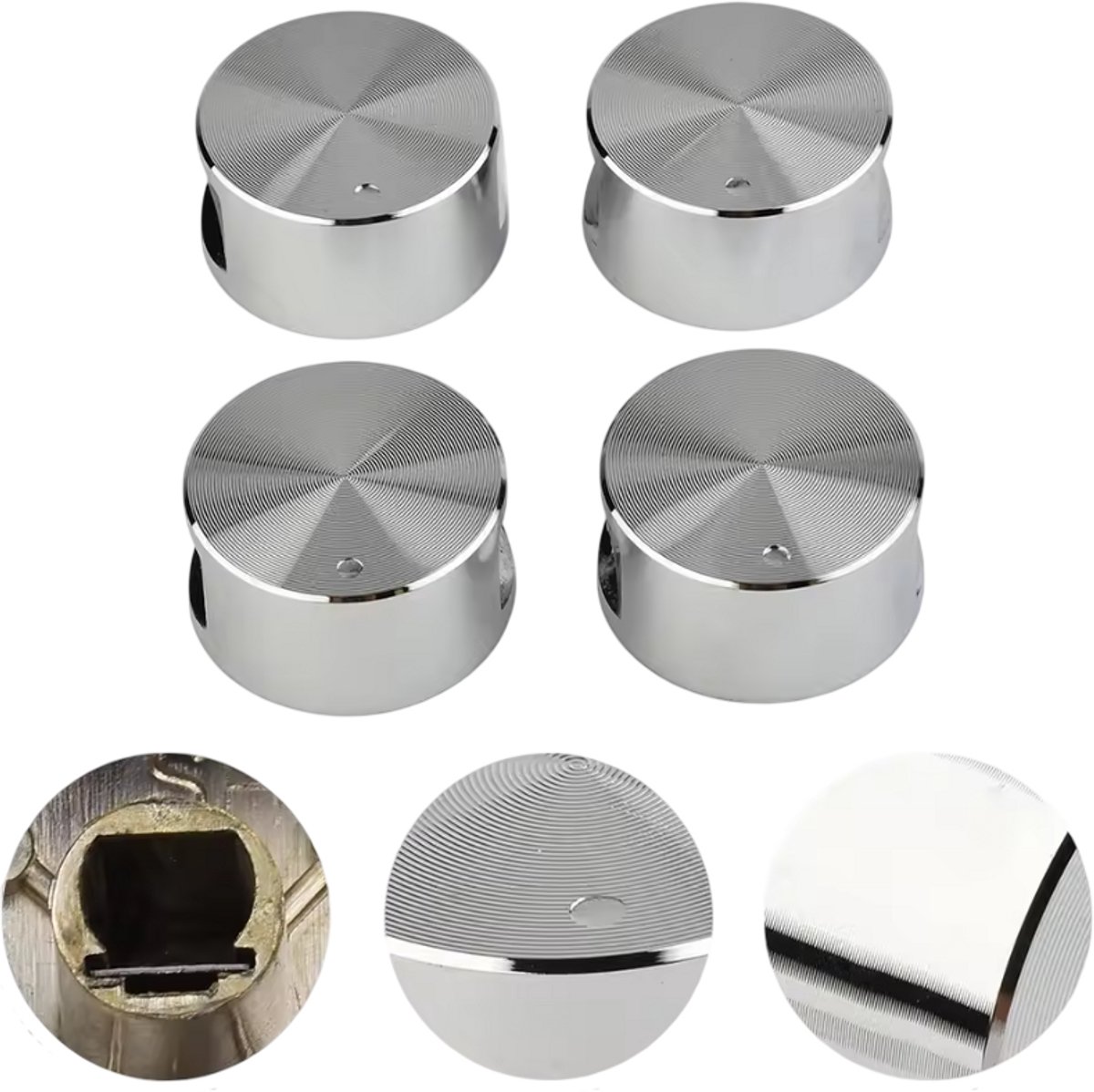 4 Stuks Gaskookplaat Knoppen – Ronde Zinklegering Fornuis Knoppen, Kookplaat Schakelaars & Gasfornuis Accessoires