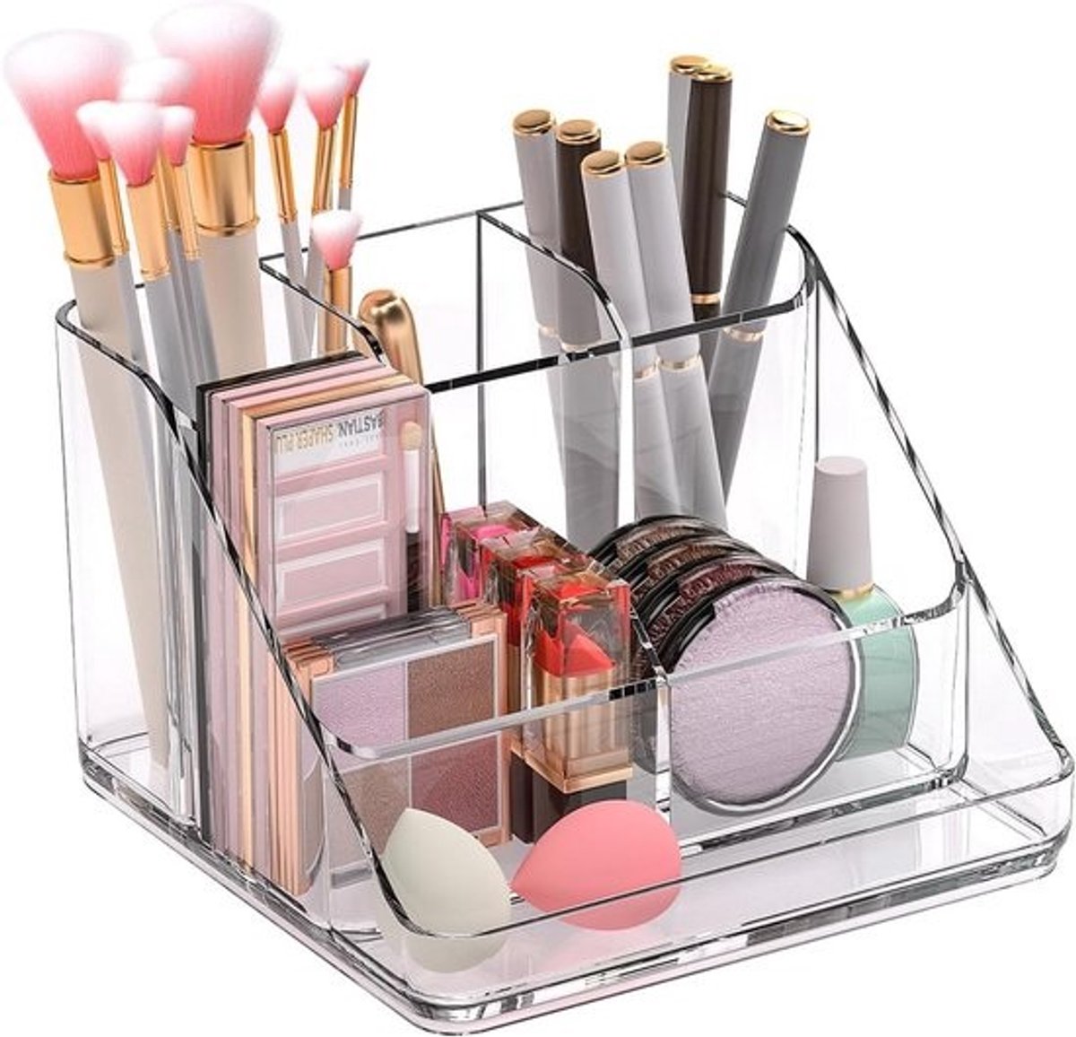 Cosmetische organizer met 6 secties - transparante opbergdoos voor make-up en sieraden