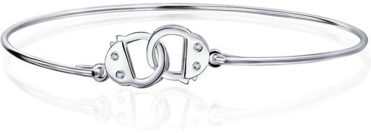 Minimalistische Partner Armband met Werkende Handboeien Zilverkleurig