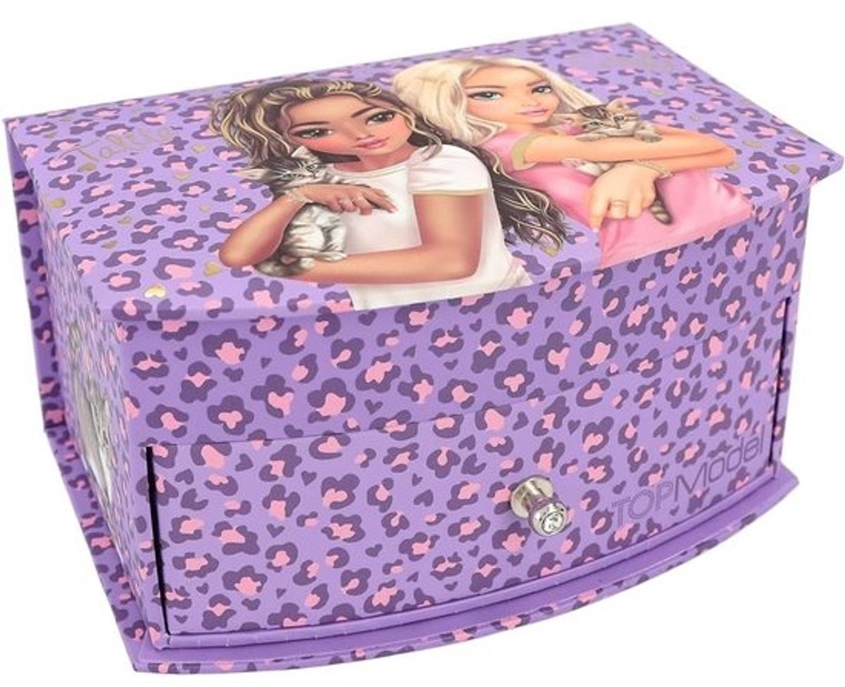 Lila Leo Love Sieradendoos met Spiegel en Glittersteentjes