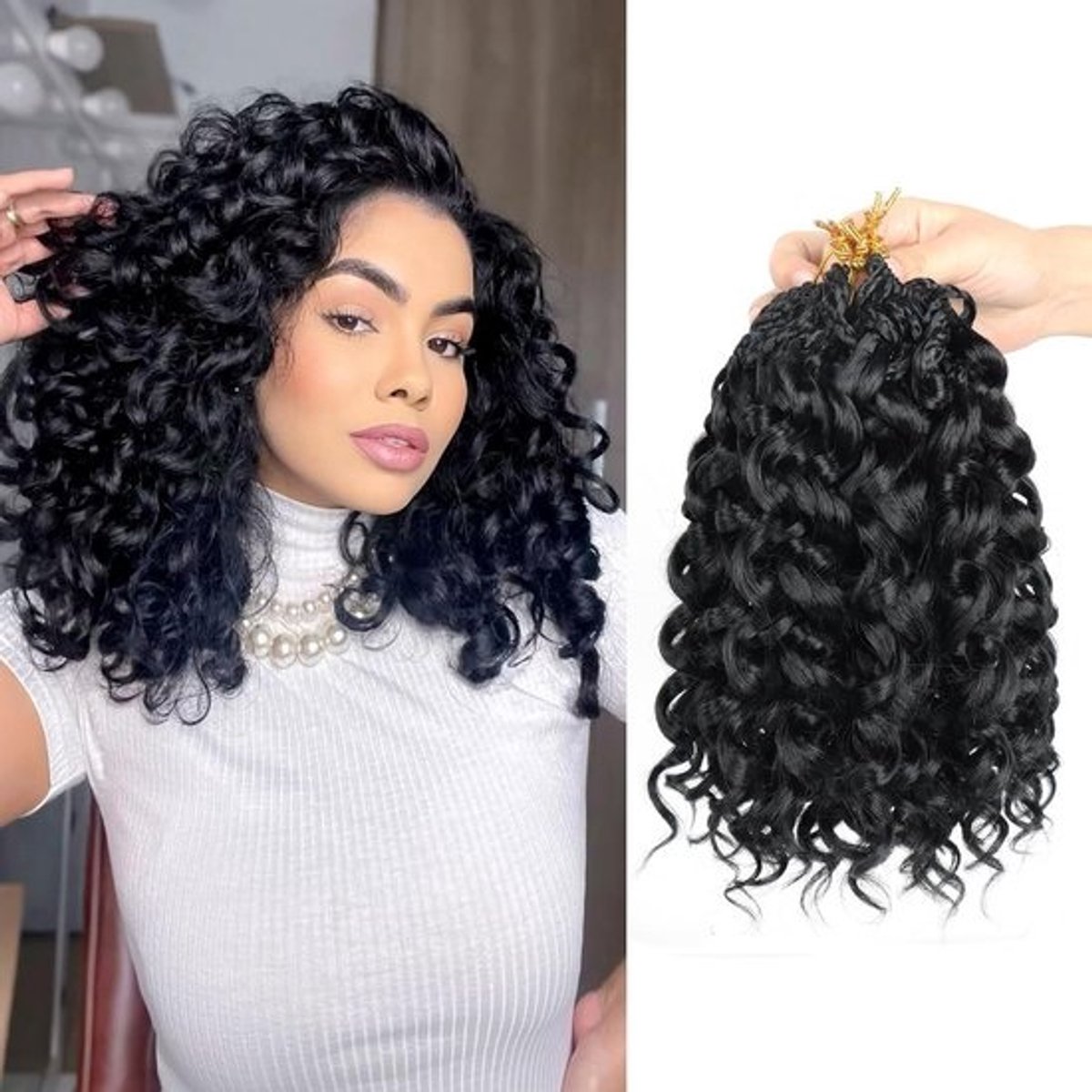 12 Inch Water Wave Krul Haar Extensions voor Crocheten - 8 Stuks Beach Curls